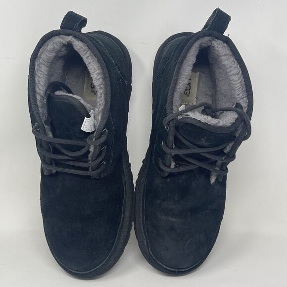 UGG Neumel Chukka Boots Mens 11 Black Suede Sheepskin Lined Ankle Winter Shoes - Picture 8 of 16